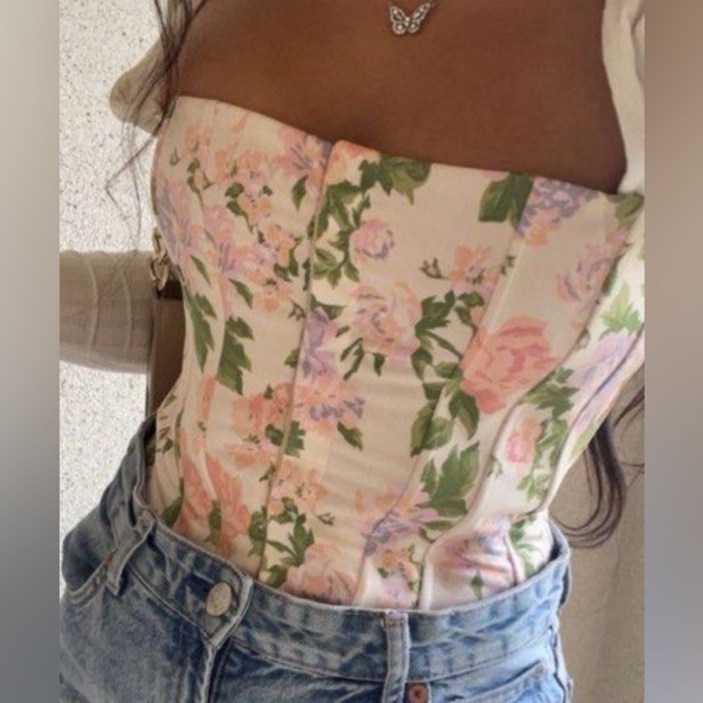 Zara floral corset zip up NWT size small